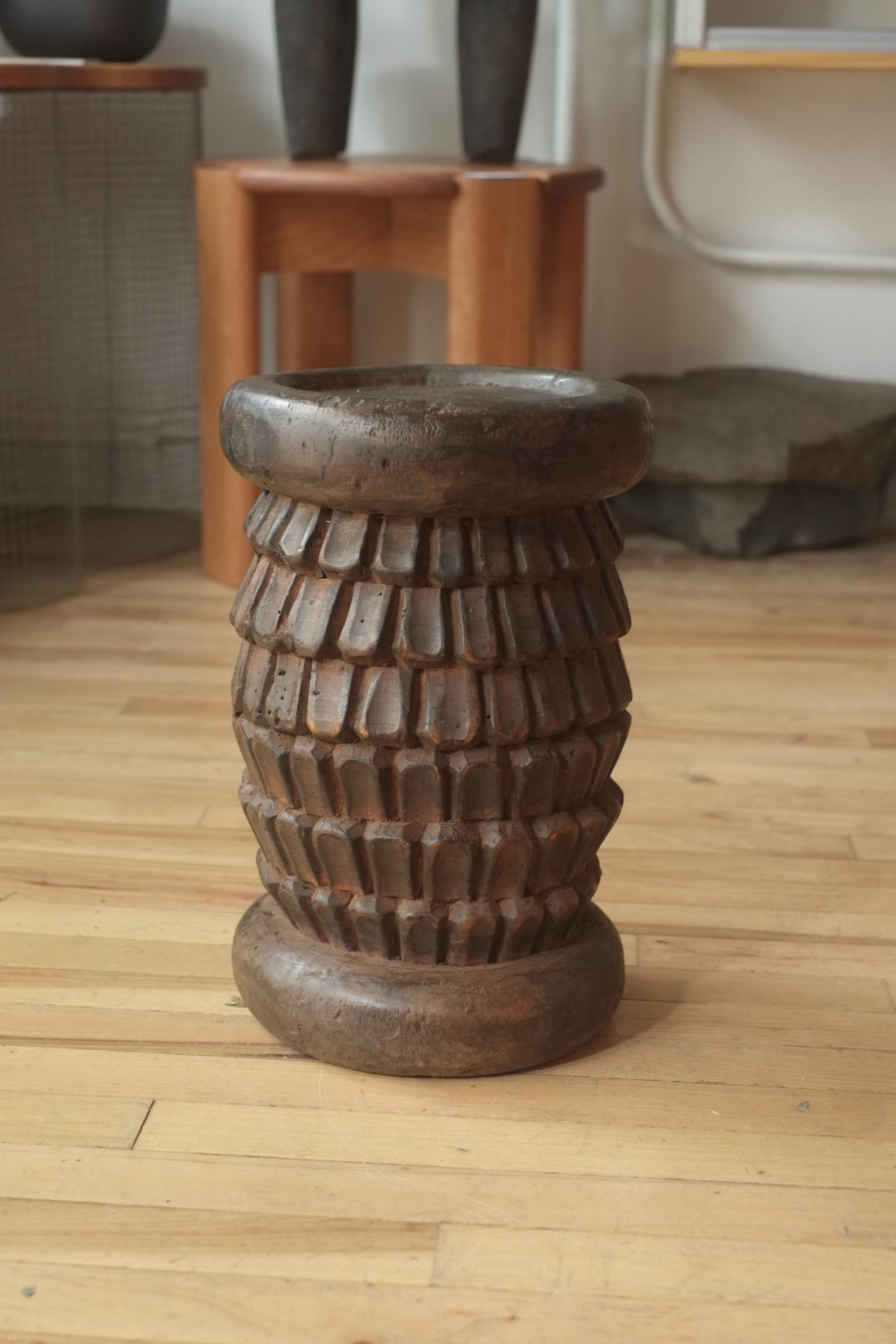 Hand Carved Stool From Cameroon