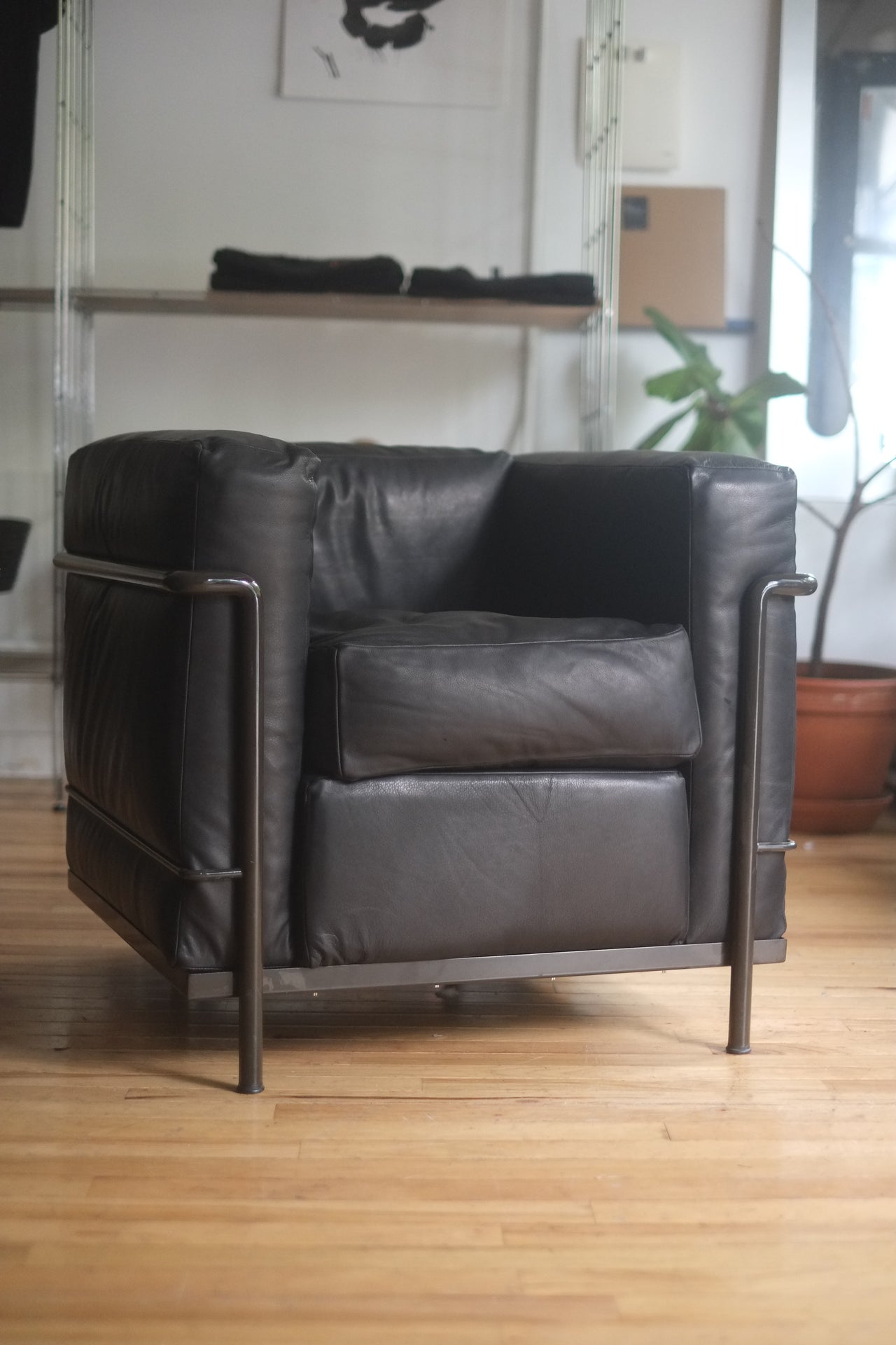 Black Leather LC2 PETIT MODELE ARMCHAIR FOR CASSINA