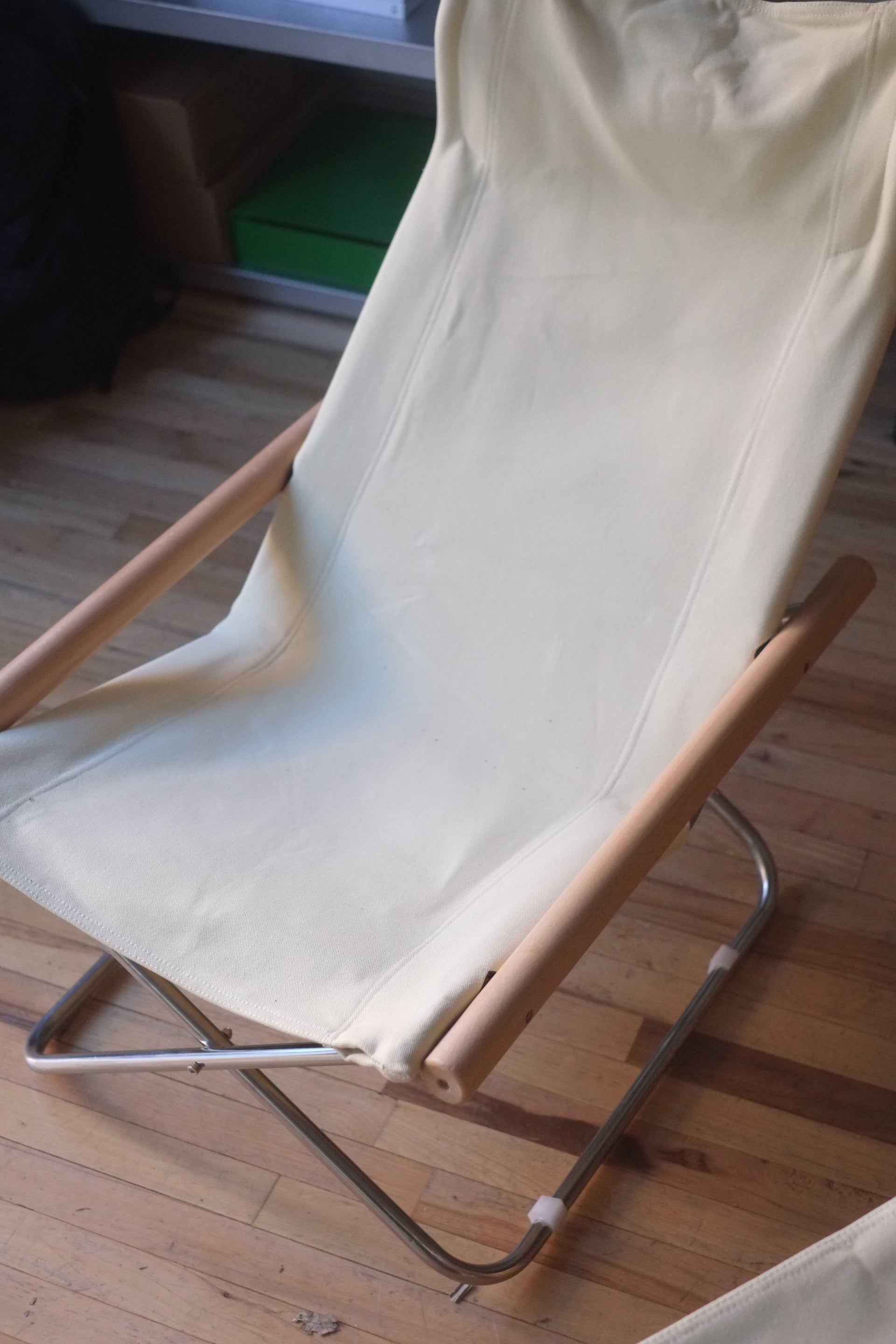 Canvas Folding Lounge Chair w/ Ottoman