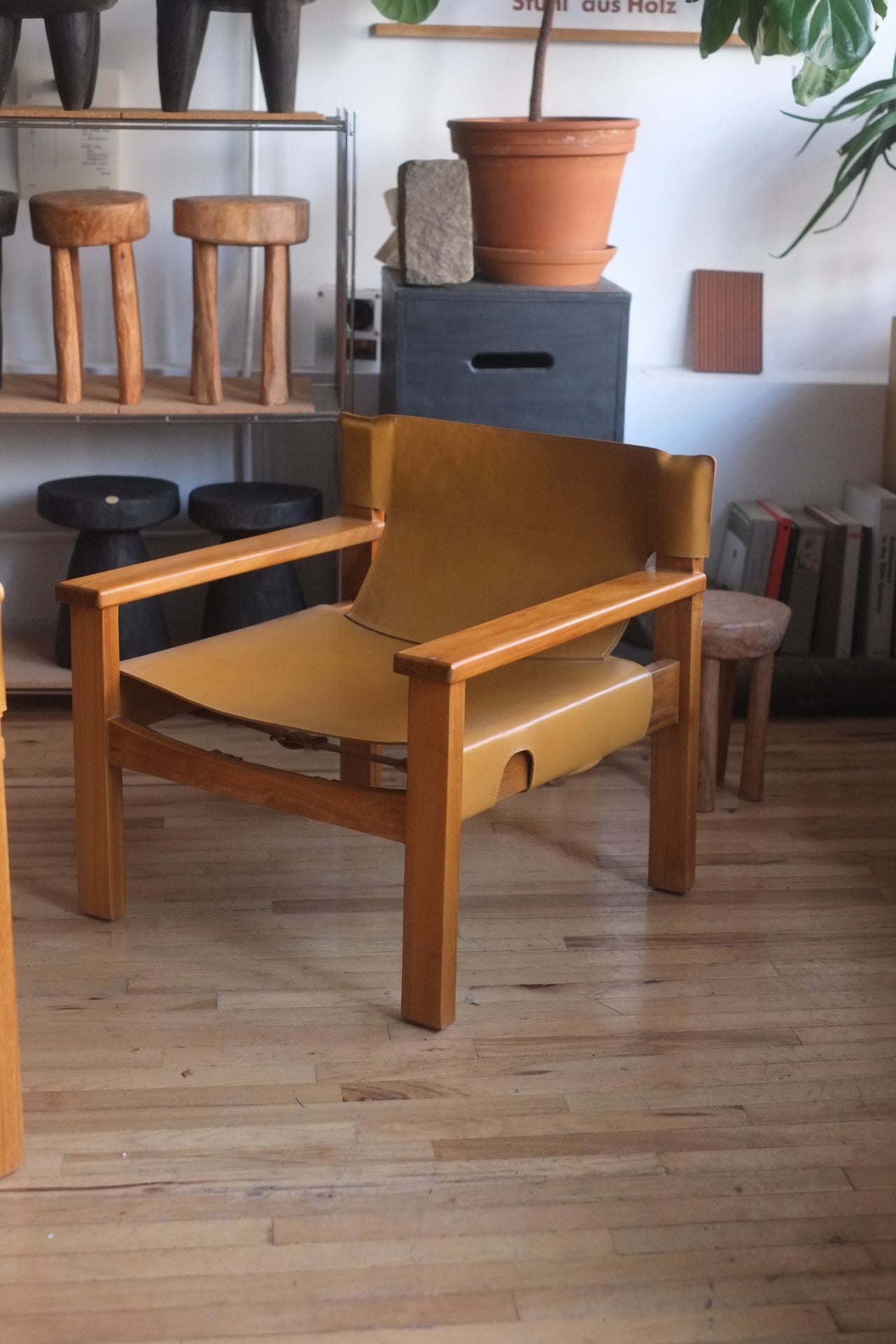 'Natura' Pine and Saddle Leather Lounge Chair by Karin Mobring c.1970's