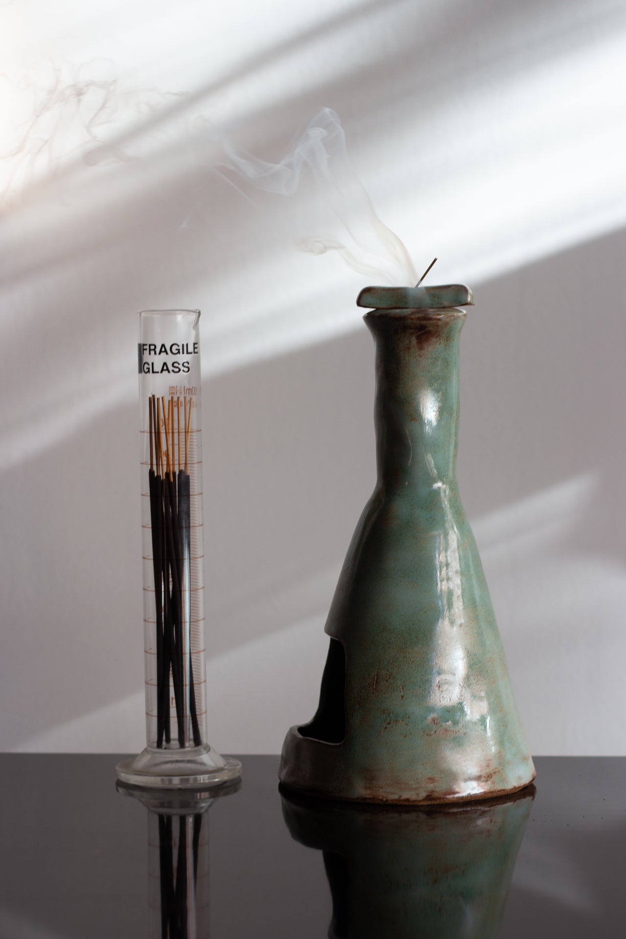 FRAGILE GLASS Incense Chiminea Flask