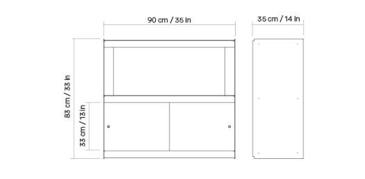 Plié Sideboard w/ Sliding Doors 90cm / 35.5in (Multiple Colors)